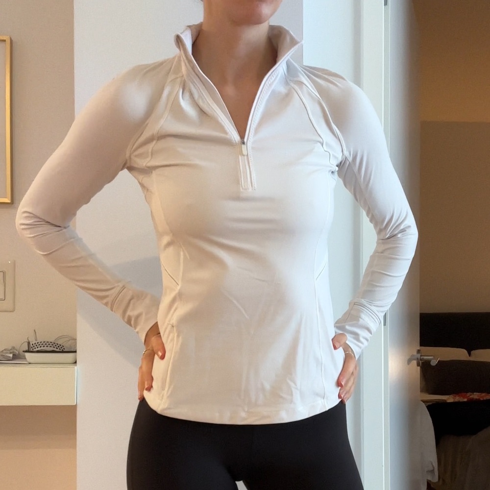 Lululemon White Fitted Quarter Zip-Up